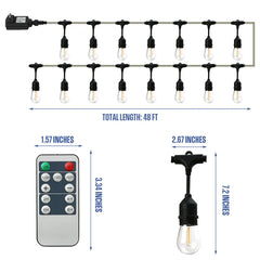 Westinghouse 48' Warm White LED String Light Set with Remote Control, 15 Bulbs - USA MEGA SHOP