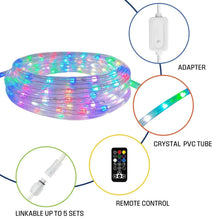 Color-changing LED rope light coil with adapter and remote control