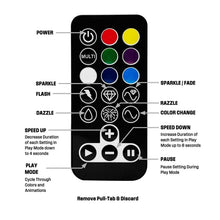 Color-changing LED rope light remote control with power and mode buttons