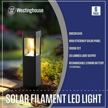 Westinghouse solar filament LED light 6-pack box with product image