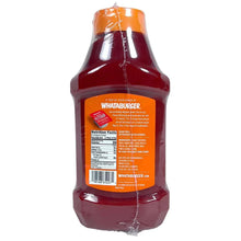 Whataburger Fancy Ketchup bottle, back nutrition label on red squeeze bottle