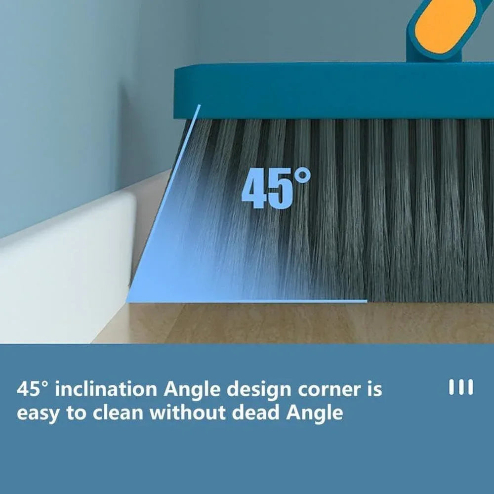 Adjustable Stainless Steel Broom and Dustpan Set, Upright Dust Pans, Angled Broom for Home, Office, Kitchen, Lobby, Garden (Black) - Brands For Less USA