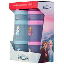Two-pack snack container set box with stackable containers featuring Frozen characters