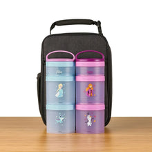 Portable snack container set in two columns with Elsa and Anna character designs