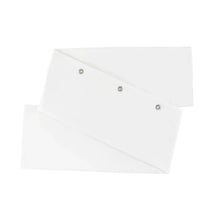 Shower curtain header panel with metal grommets and diagonal seam