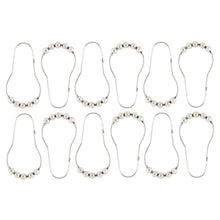 Set of beaded shower curtain hooks with clear wire loops