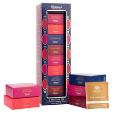 Whittard tea selection set with small gift boxes and tea bag sachets in festive colors