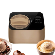 Taupe automatic ice cream maker with transparent lid and digital display