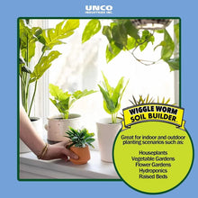 Organic fertilizer label graphic featuring potted plants and garden planting icons