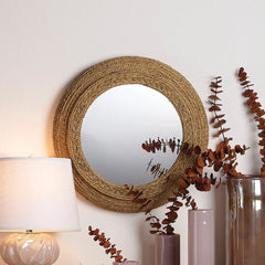 Wila Round Seagrass Wall Mirror - USA MEGA SHOP