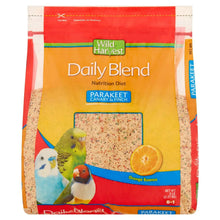 Parakeet daily blend bird feed bag with parakeets and orange slice graphic, 5 lb