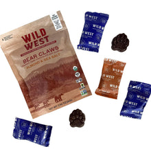 Assorted chocolate bags with Wild West branding, bear clays and blue sea salt packets