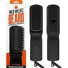 2-in-1 ionic beard straightening styling brush with black bristle head and handle