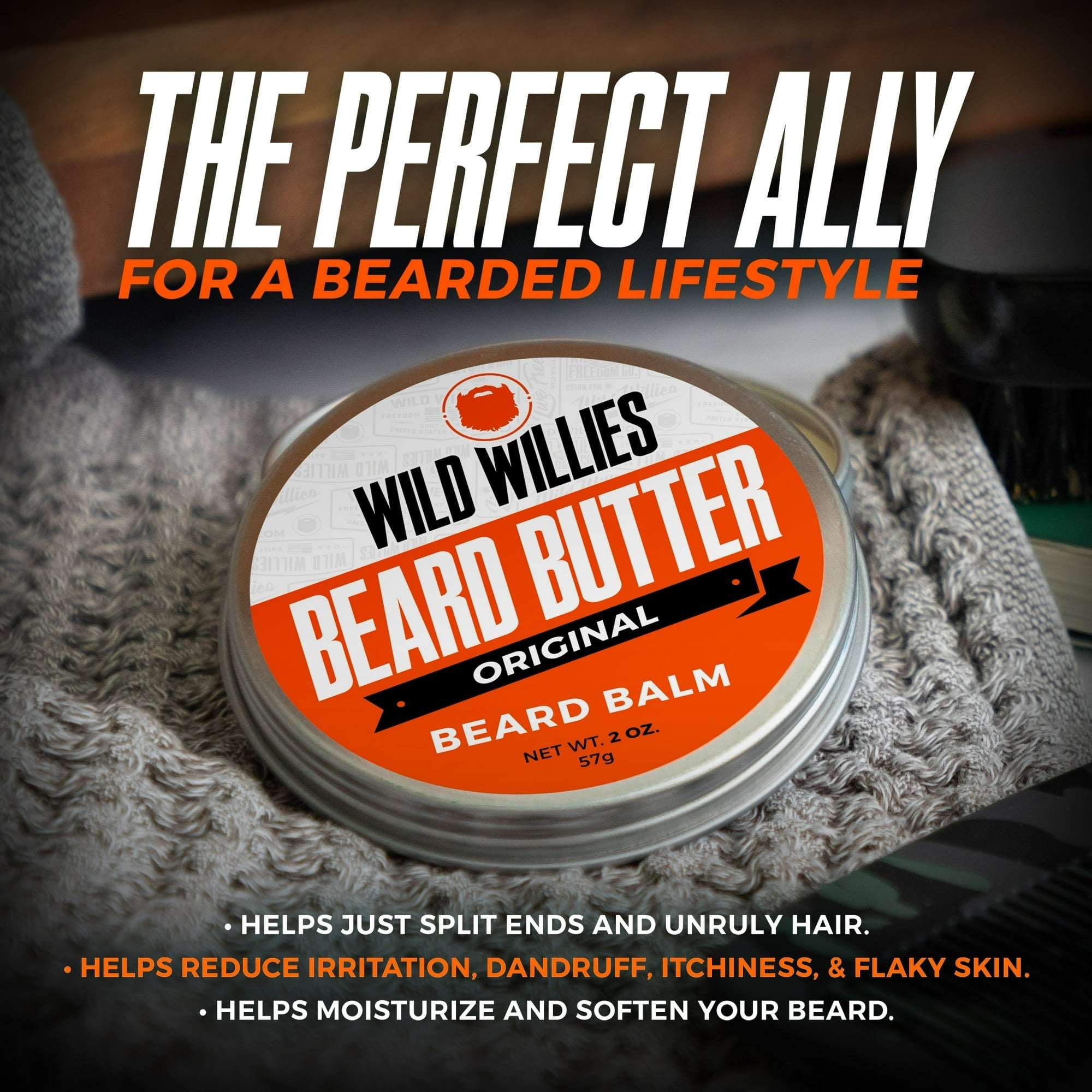 Wild Willies Beard Butter Leave-In Conditioner - Organic Beard Balm for Fast Beard Growth, Beard Care Softener - Beard Cream for Men to Remove Itch & Dandruff, Restores Moisture - 2 oz