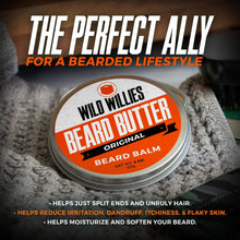 Wild Willies Beard Butter beard balm tin with Original orange label