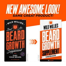 Beard growth supplement boxes side by side, black and white packaging