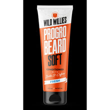 Wild Willies ProGro Beard Soft conditioner tube, orange-and-white label with black cap