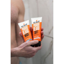 Beard soft conditioner tube being squeezed into hands during use