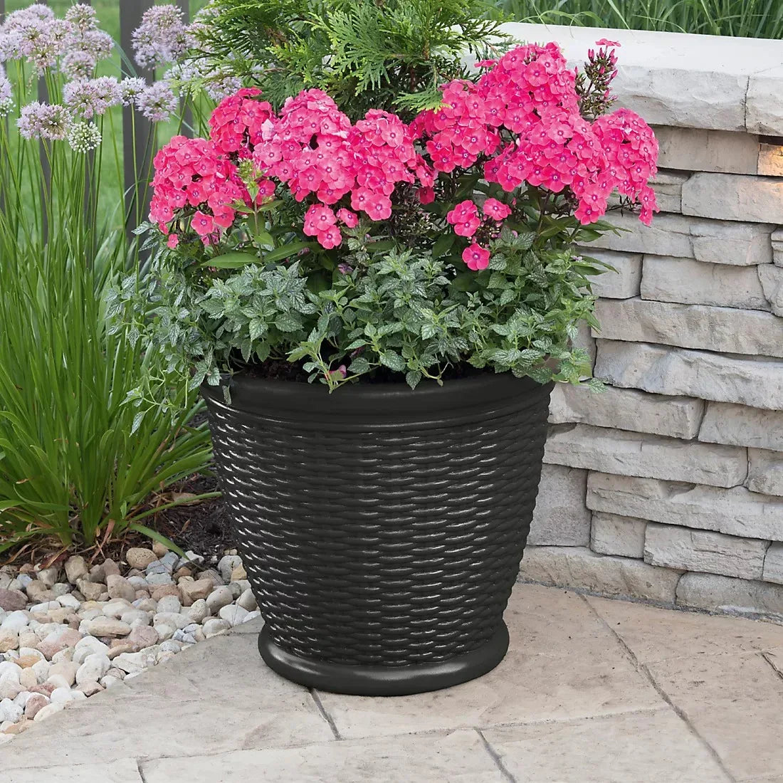 Suncast 18" Willow Wicker Decorative Planter - Iron Ore