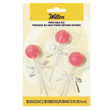 Wilton treat and cake pop bag kit box with clear bags and silver ties, 12-count