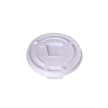 White drink-thru cup lid underside with channel and tear tab