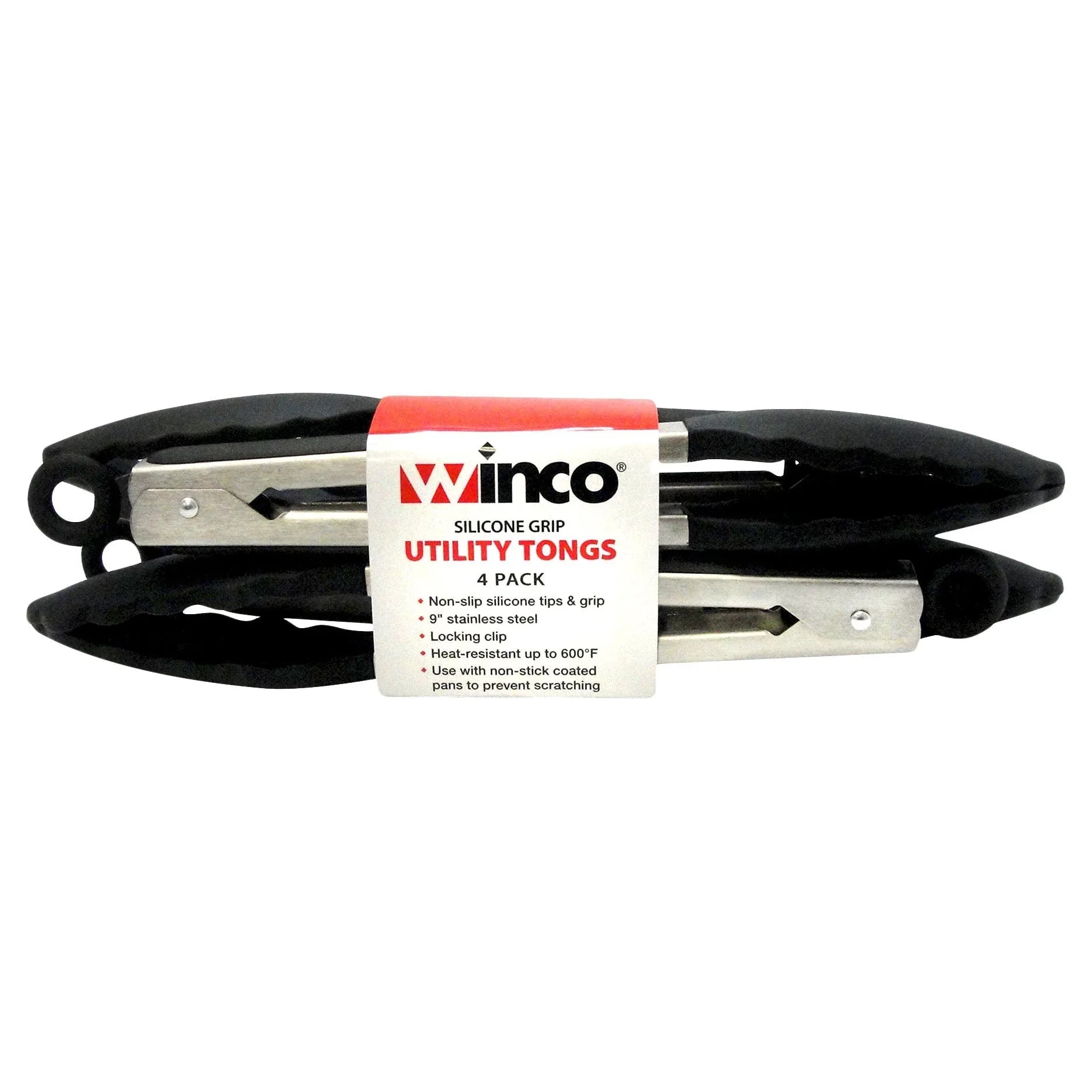 Winco 9-Inch Non-Slip Locking Tongs, Stainless Steel, 4-count - USA MEGA SHOP