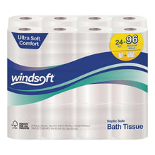 Windsoft bath tissue roll pack, 2-ply, 24 regular rolls, white.