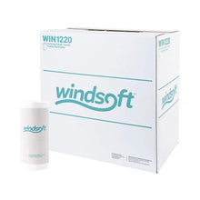 Windsoft 2-ply white paper towels in box with small roll shown
