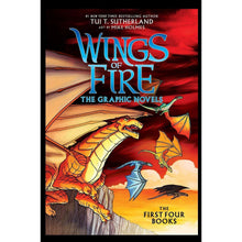 Dragon-themed graphic novel paperback cover with flying dragon, blue title text, red sky art