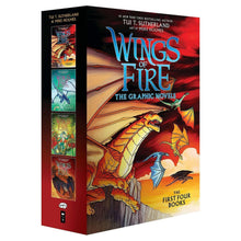 Graphic novel box set with four dragon book covers, red spine and side panel