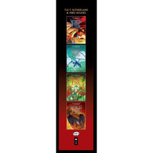 Graphic novel box set spine showing four small cover thumbnails on red panel