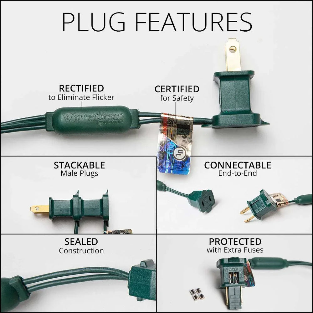 Wintergreen Lighting 25ct C7 LED Multi-Color Christmas Lights, 8" Spacing – Green Wire - USA MEGA SHOP