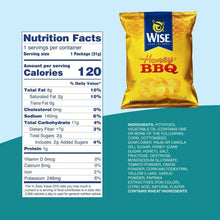 Wise Honey BBQ snack bag with nutrition facts panel