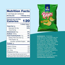 Wise Ridgies snack bag with nutrition facts panel