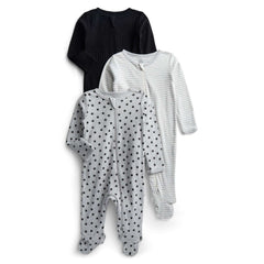 Wonder Nation Organic Cotton Baby Unisex Zip Front Footed Sleep N Play Pajamas, 3-Pack, Sizes Preemie-6/9 Months