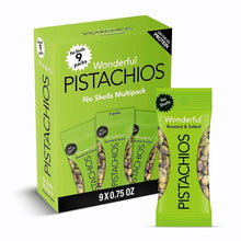 Wonderful Pistachios no-shell roasted & salted 9-pack multipack box and pouch