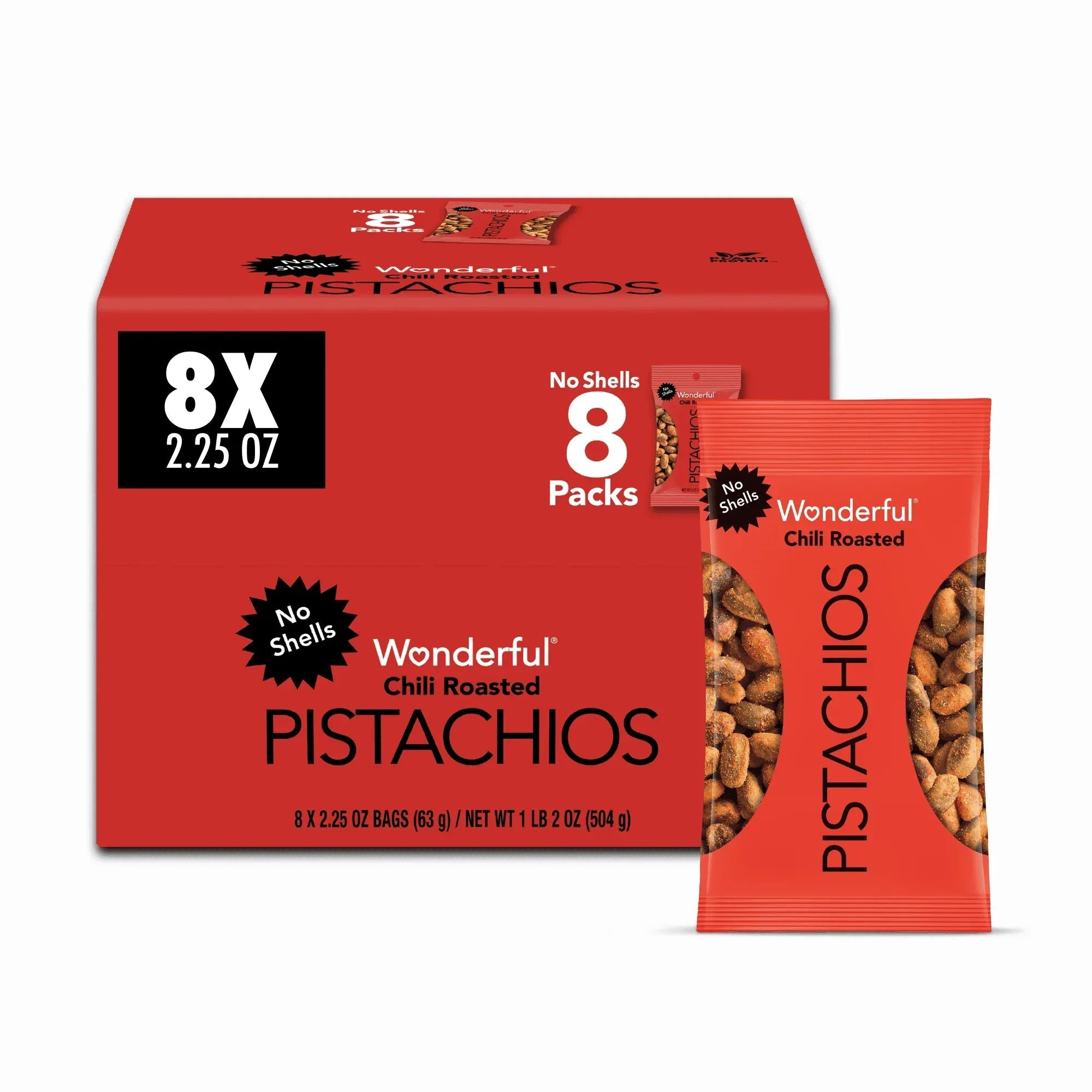 Wonderful Pistachios No Shells Chili Roasted, 0.75 oz (Pack of 14)