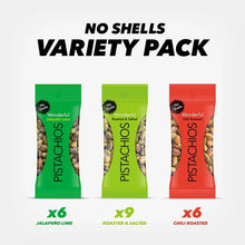 No shells variety pack with jalapeno lime, roasted & salted, and chili roasted bags
