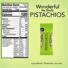 Pistachio snack bag back panel with nutrition facts and ingredients