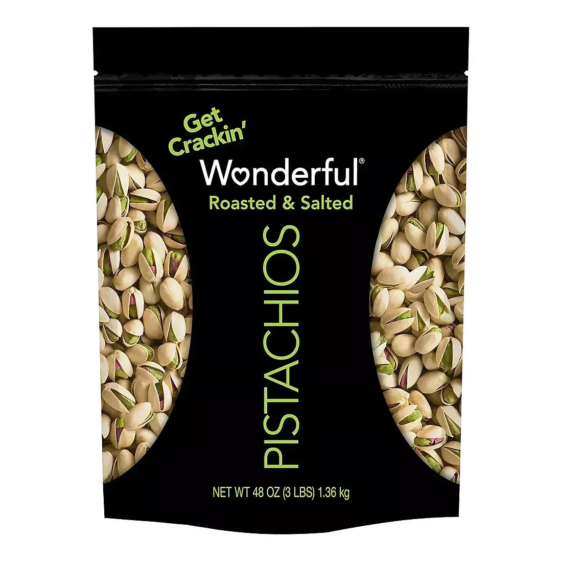 Wonderful Pistachios, In Shell Roasted & Salted Nuts, Resealable Bag, 48oz.