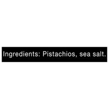 Pistachios and sea salt ingredients label on product packaging