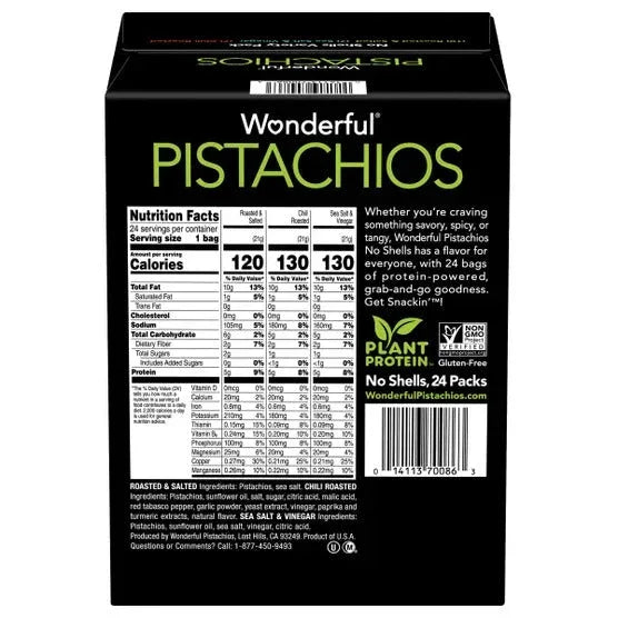 Wonderful Pistachios, No Shell, Variety Pack, .75 oz, 24-count - USA MEGA SHOP