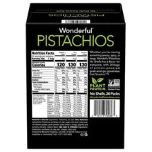 No-shell pistachios variety pack carton back with nutrition facts and ingredients table