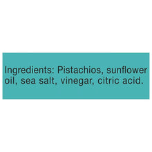 Ingredients label: pistachios, sunflower oil, sea salt, vinegar, citric acid