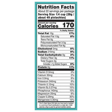 Nutrition Facts: about 22 servings per package for sea salt & vinegar pistachios