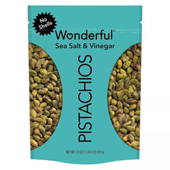 Wonderful Pistachios, No Shells Sea Salt & Vinegar Pistachios, Resealable Pouch, 22 oz.