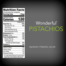 Nutrition Facts panel for roasted salted pistachios