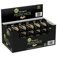 24-pack roasted and salted pistachios carton, black and green packaging