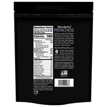 Back of Wonderful Pistachios salt & pepper pouch with ingredients and nutrition facts