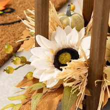 White daisy with dark center on fall lantern floral decor